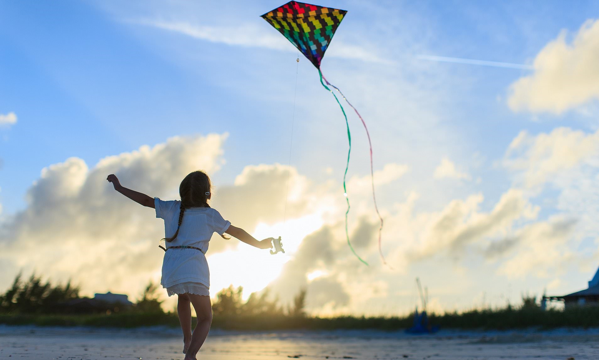 Flying a kite in a public place